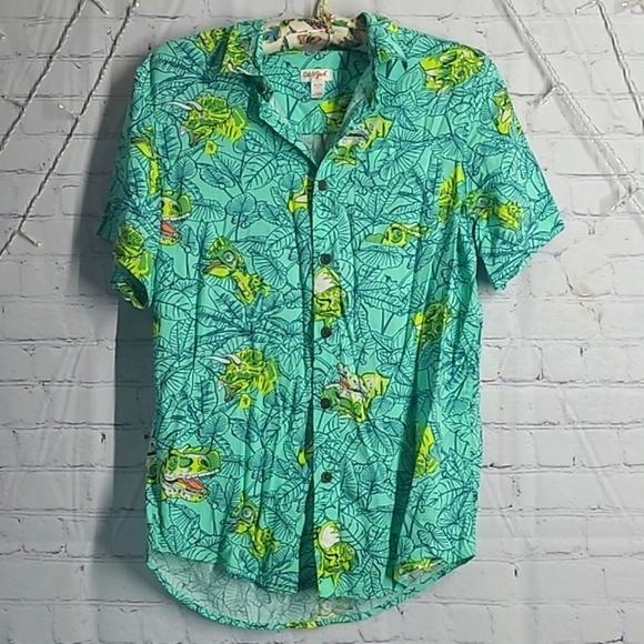 Cat & Jack Tropical Vibrant Dinosaur Dino Button Down Shirt Youth Size XL 16 - Picture 7 of 17